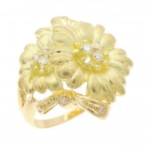 K18YG フラワー ダイヤモンド リング 0.14CT