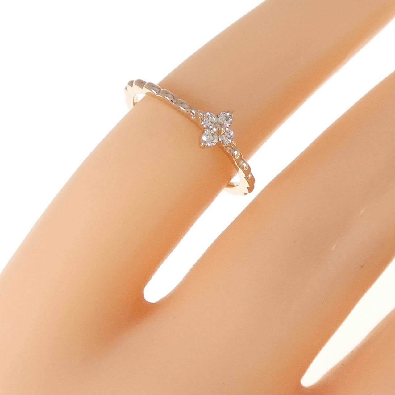 K18PG フラワー ダイヤモンド リング 0.06CT