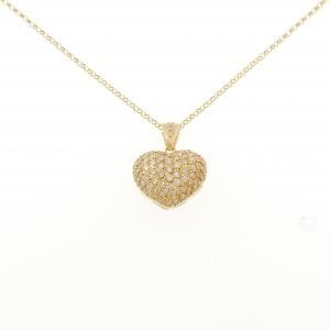 K18YG/750YG ハート パヴェ ダイヤモンド ネックレス 1.00CT