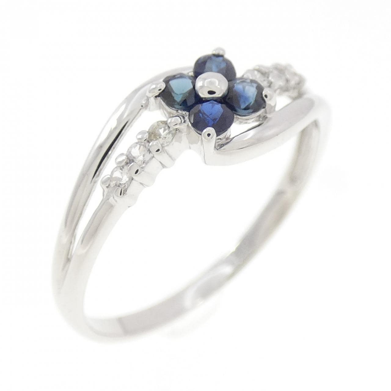 K10WG フラワー サファイヤ リング