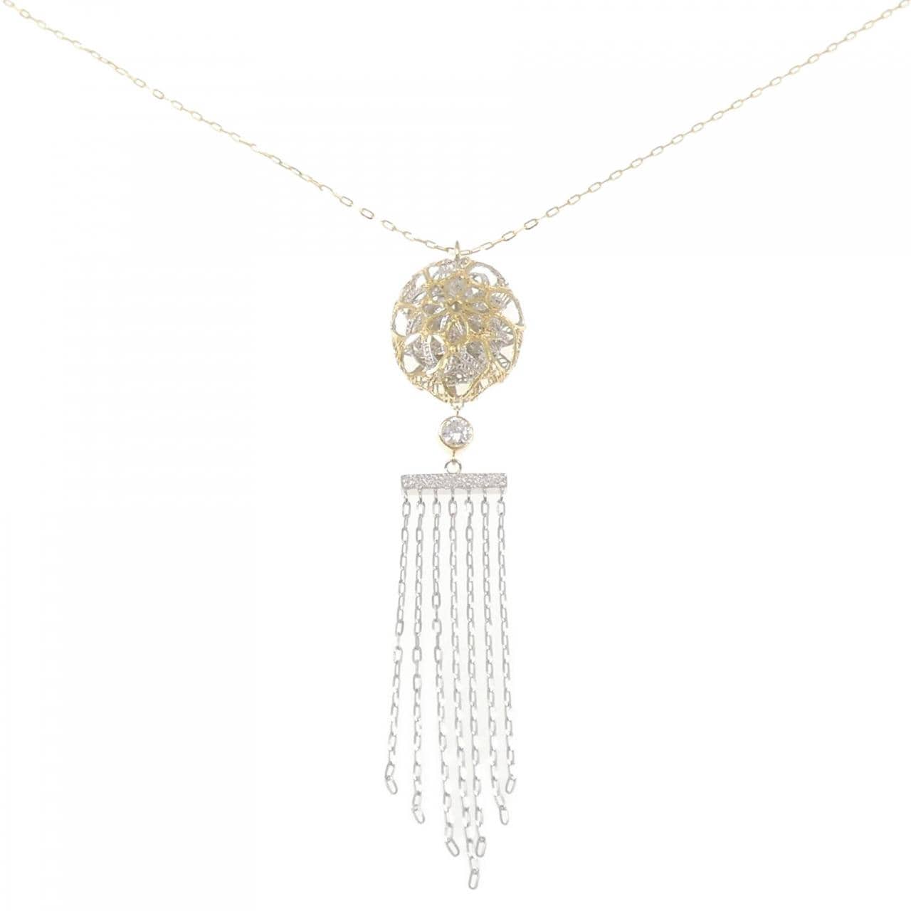K18YG/K18WG ダイヤモンド ネックレス 0.13CT