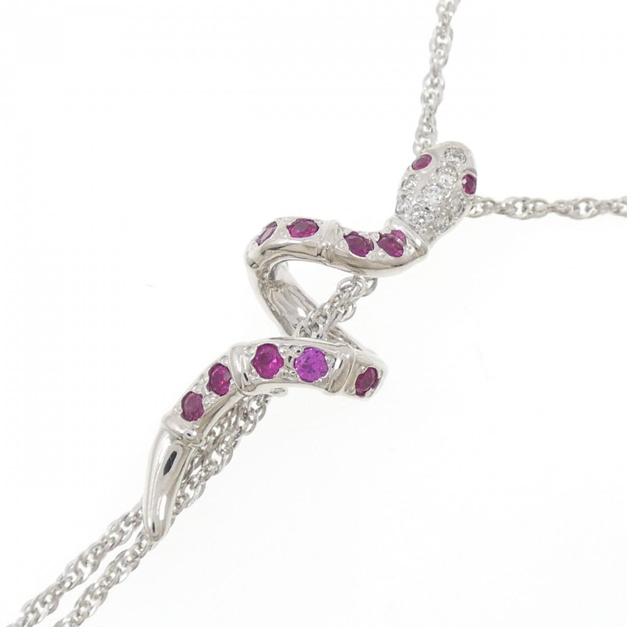 PT900/PT850 スネーク ルビー ネックレス 0.43CT