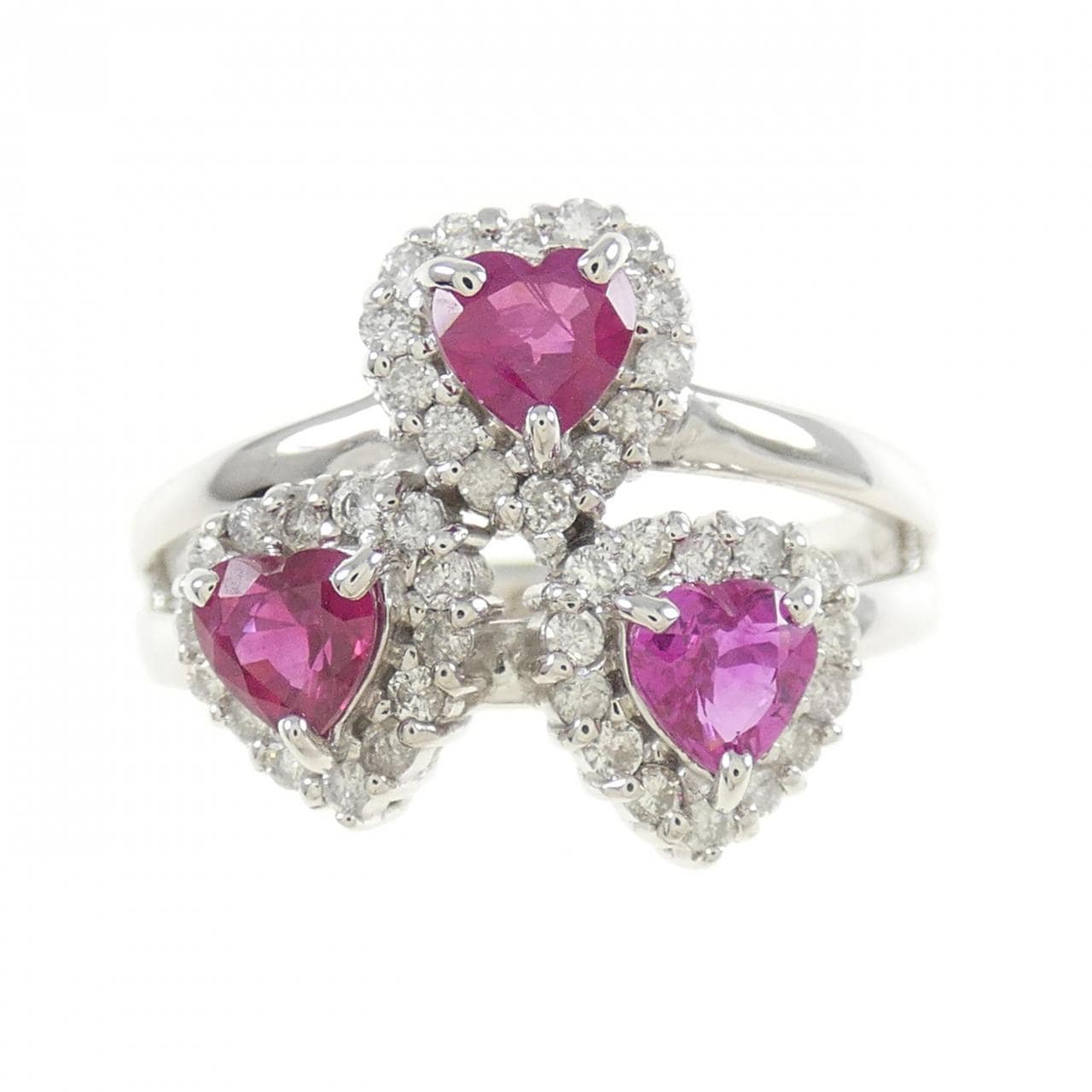 K18WG ハート ルビー リング 0.91CT