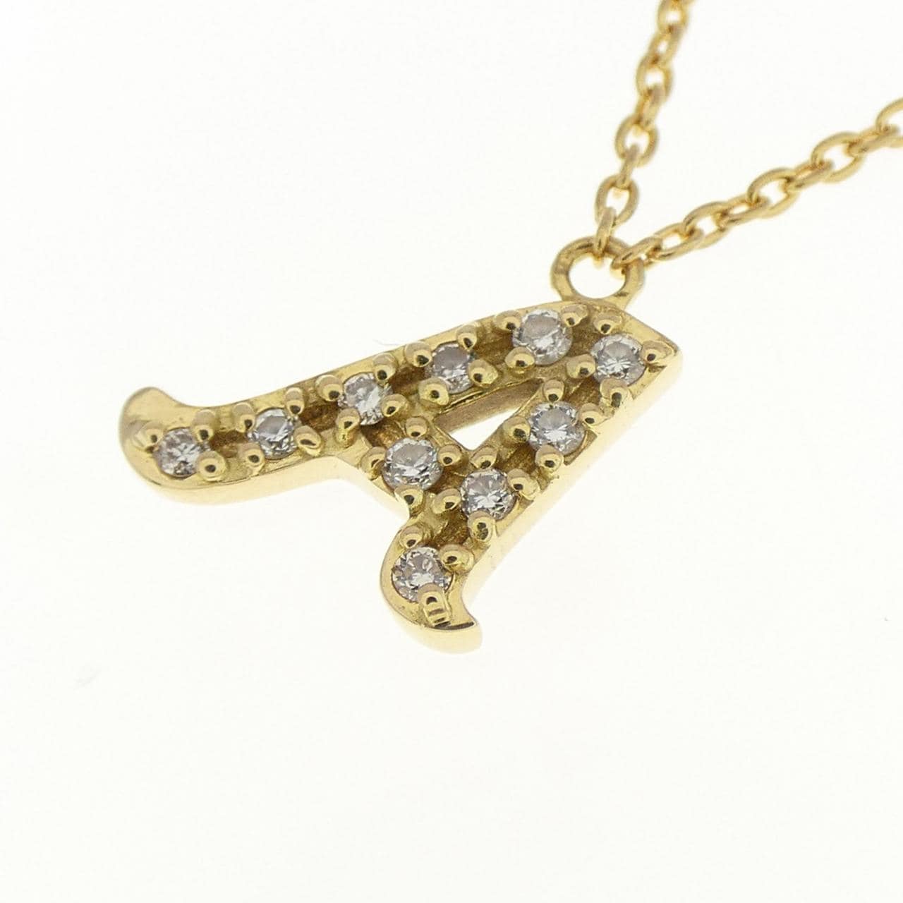 K18YG イニシャルA ダイヤモンド ネックレス 0.05CT