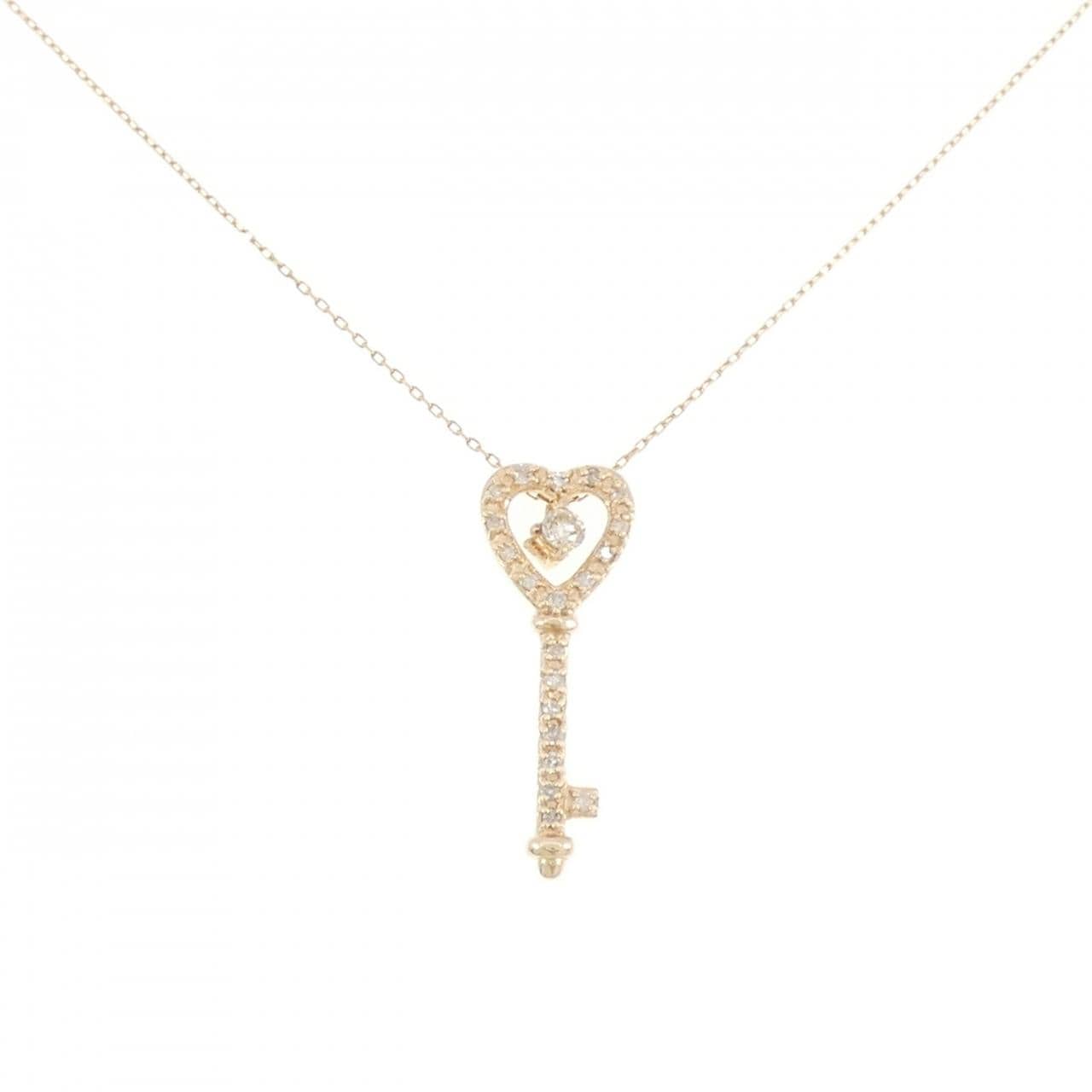 K10YG ハート×キー ダイヤモンド ネックレス 0.10CT