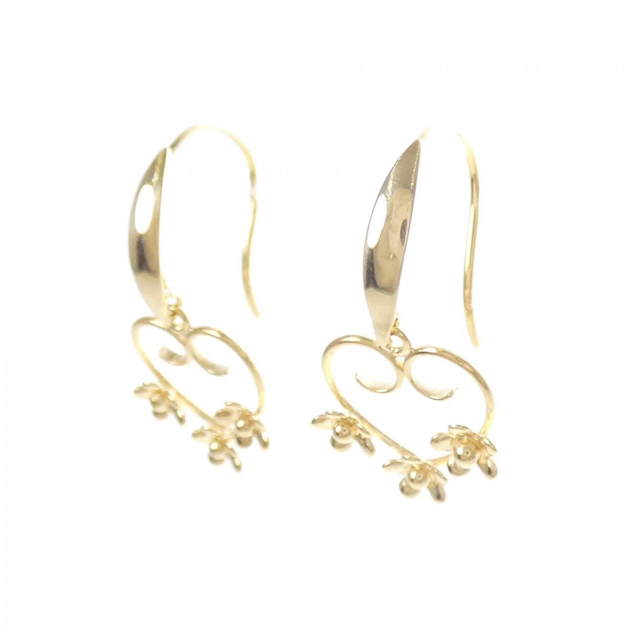 K18YG ハート×フラワー ピアス