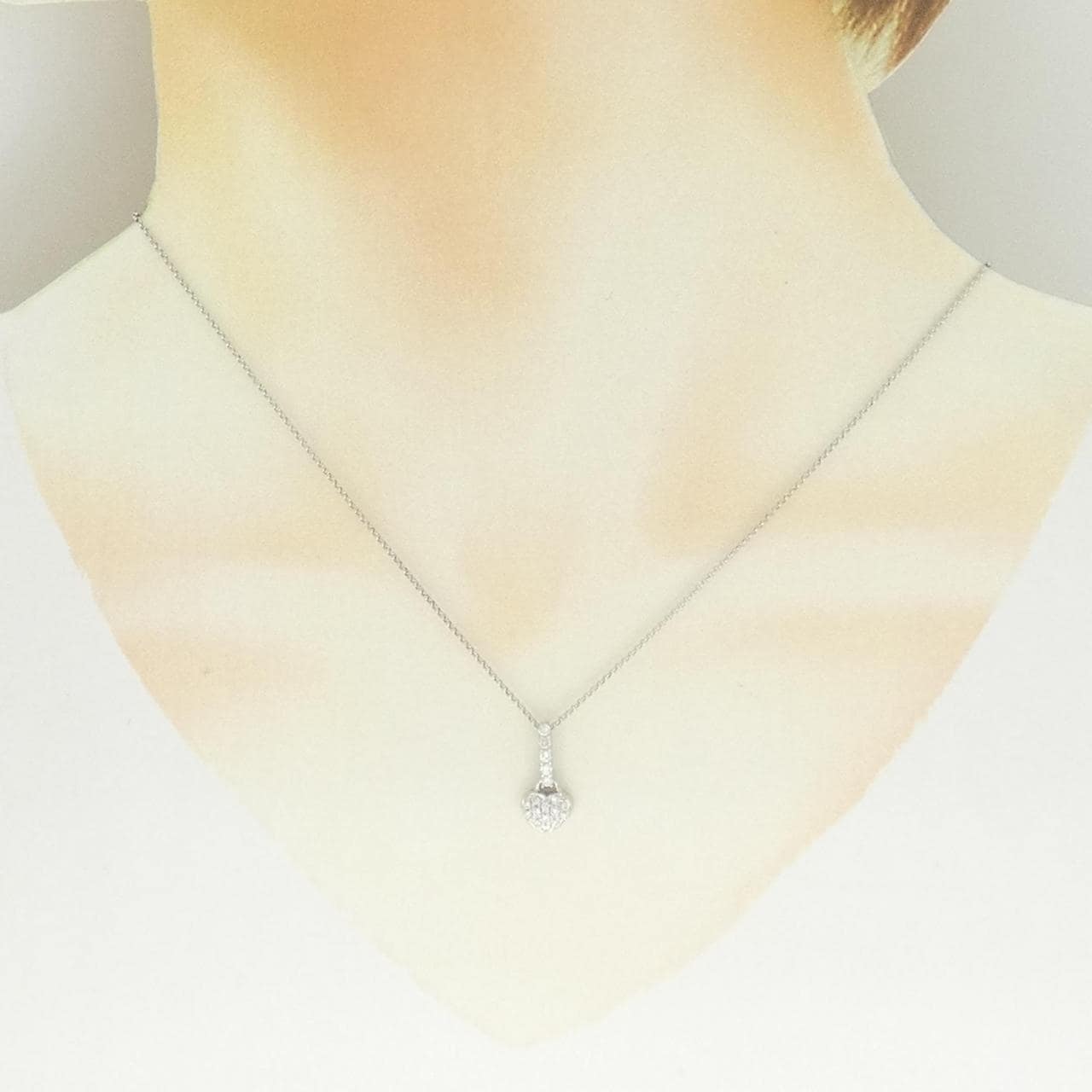 PT900/PT850 ハート ダイヤモンド ネックレス 0.24CT