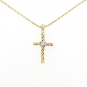 18KTYG/18KTWG/750YG クロス ダイヤモンド ネックレス