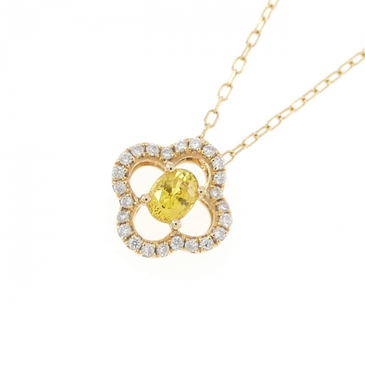 K18YG フラワー サファイヤ ネックレス 0.27CT