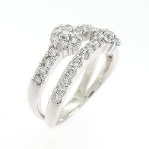 K18WG フラワー ダイヤモンド リング 0.48CT