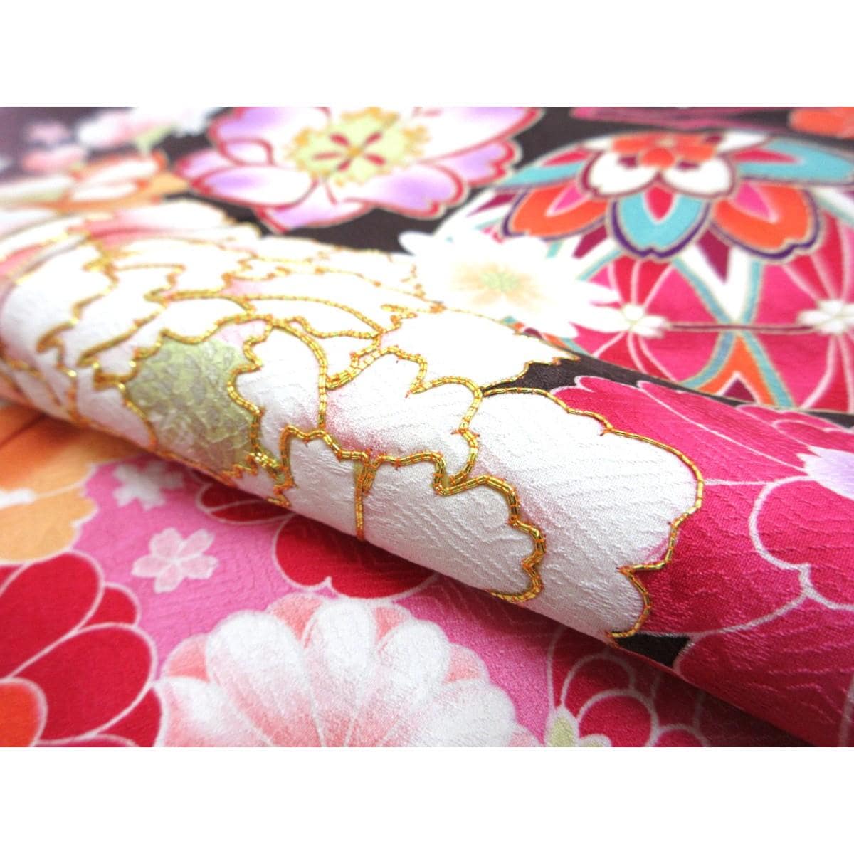 振袖　友禅金彩加工　刺繍入りボカシ染