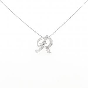 K18WG イニシャルR×スター ダイヤモンド ネックレス 0.15CT