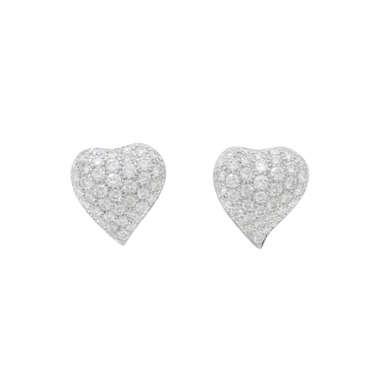 K18YG/K18WG ハート パヴェ ダイヤモンド ピアス 2.00CT