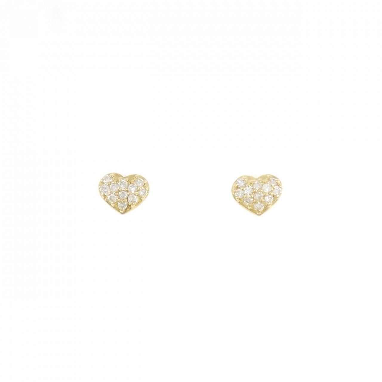 K18YG ハート ダイヤモンド ピアス 0.14CT