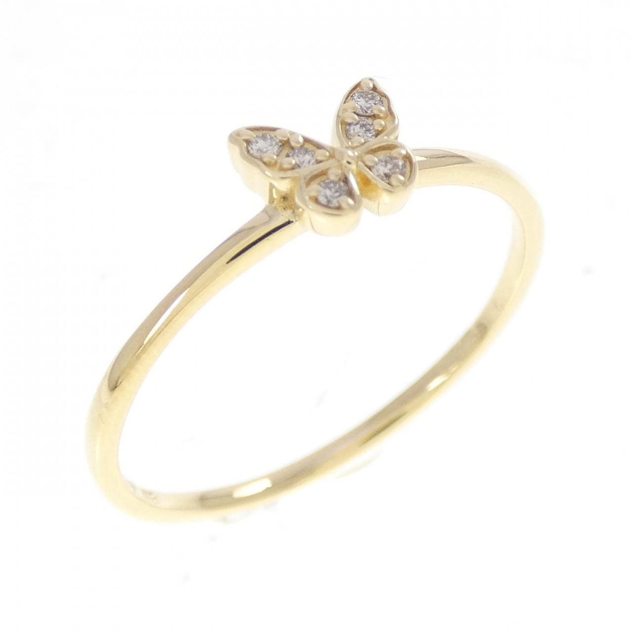 K18YG バタフライ ダイヤモンド リング 0.03CT