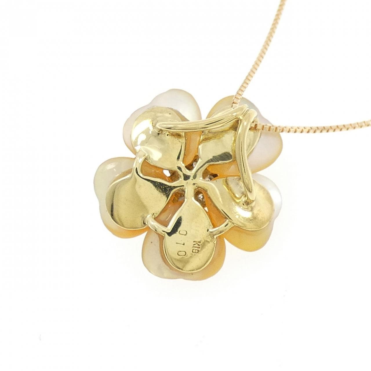 K18YG フラワー マザーオブパール ネックレス