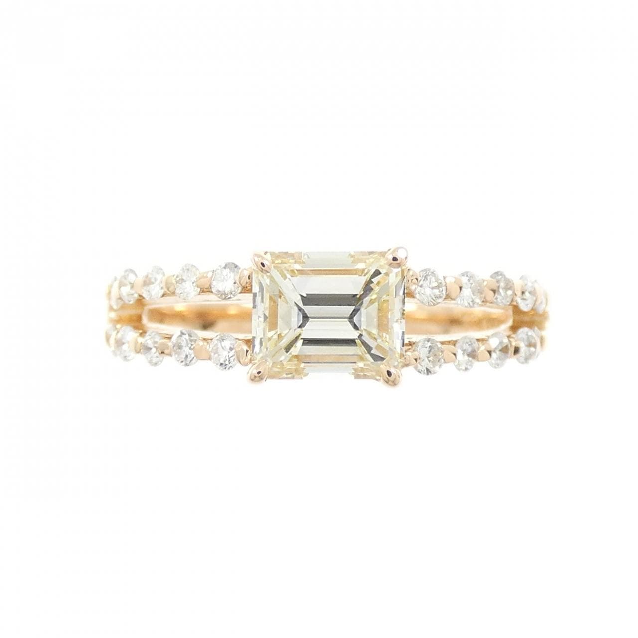 K18PG ダイヤモンド リング 0.617CT M VS2 エメラルドカット