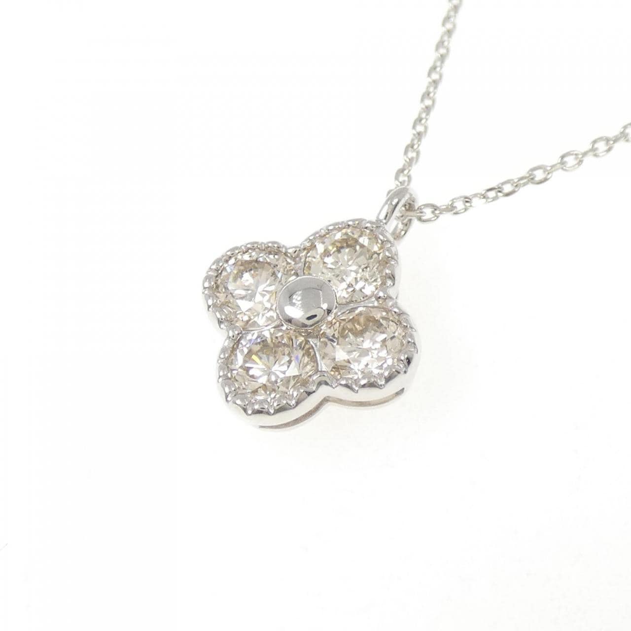 K18WG Flower Diamond Necklace 1.010CT