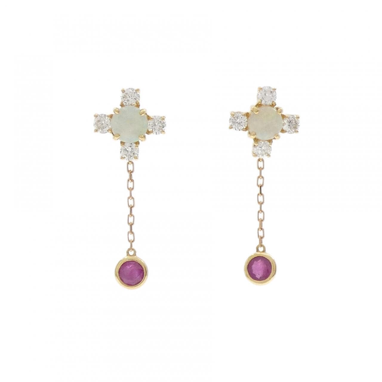 K18YG カラーストーン ピアス