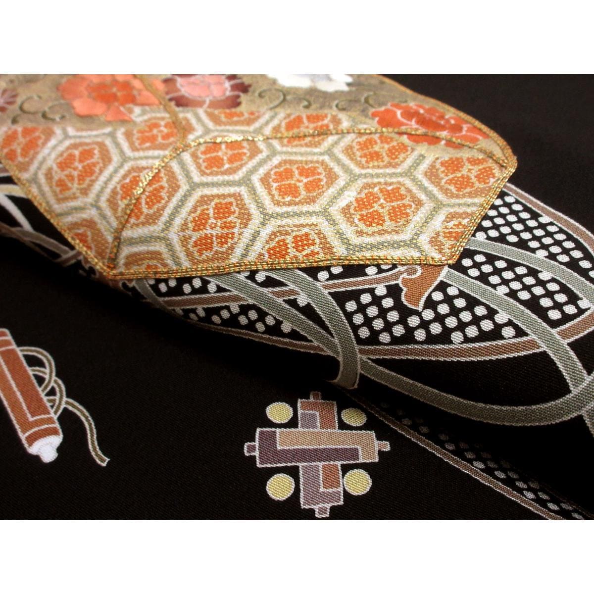 【未使用品】留袖　友禅金彩加工　刺繍入り　丸に桔梗