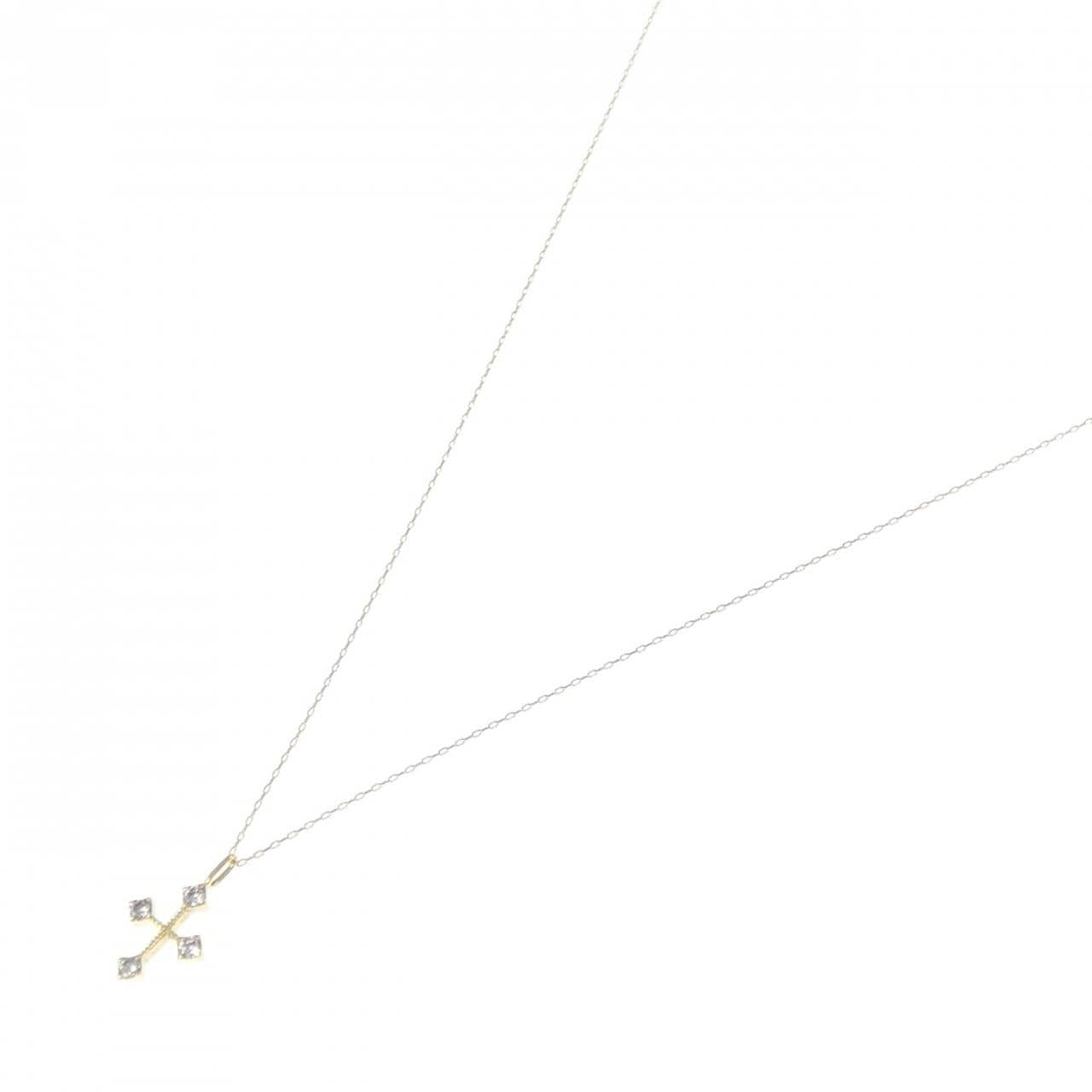 K18YG クロス ダイヤモンド ネックレス 0.10CT