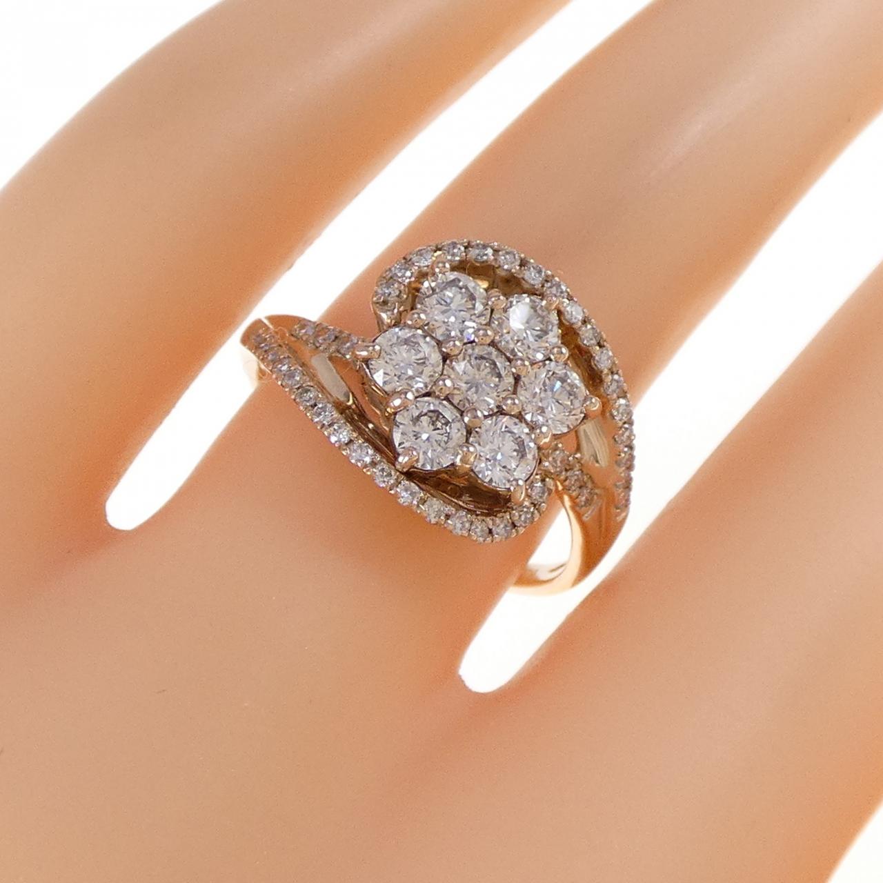 K18PG フラワー ダイヤモンド リング 1.08CT
