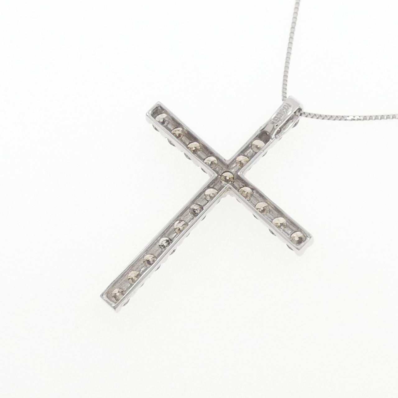 K14WG/K18WG クロス ダイヤモンド ネックレス 1.00CT