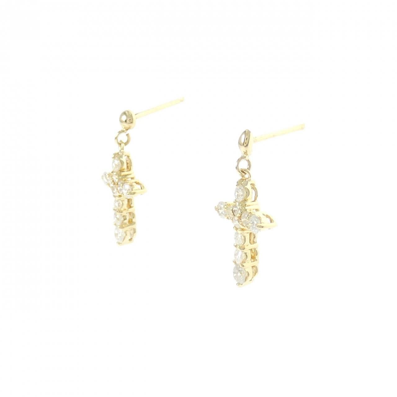 K18YG 十字形钻石耳环 0.50克拉