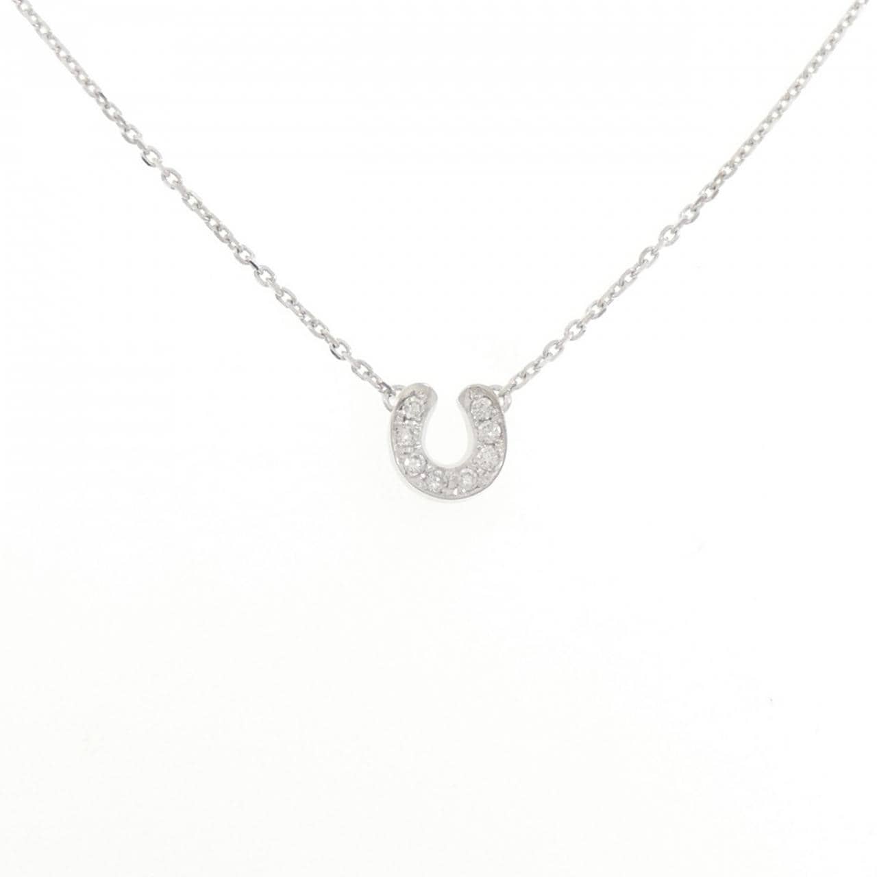 K18WG ホースシュー ダイヤモンド ネックレス 0.09CT