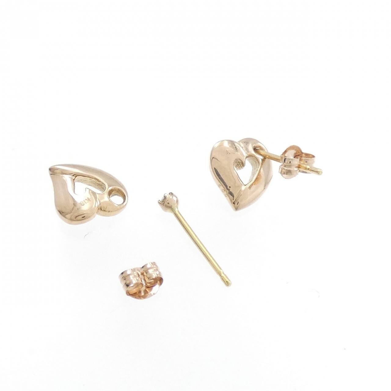 K18YG/K18PG ハート ダイヤモンド ピアス 0.10CT