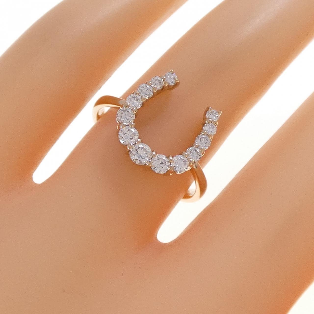K18PG ホースシュー ダイヤモンド リング 0.50CT