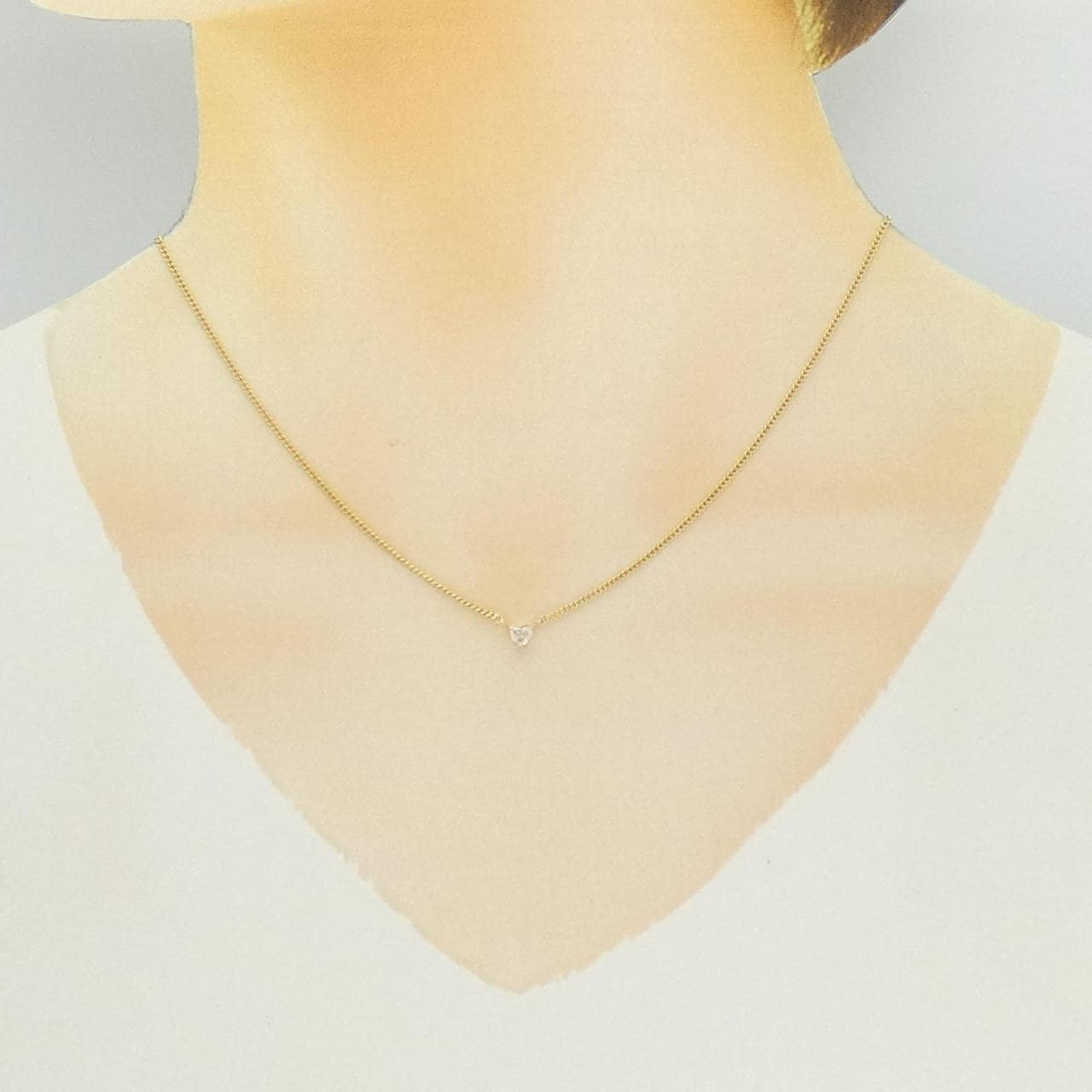 K18YG ハート ダイヤモンド ネックレス 0.16CT