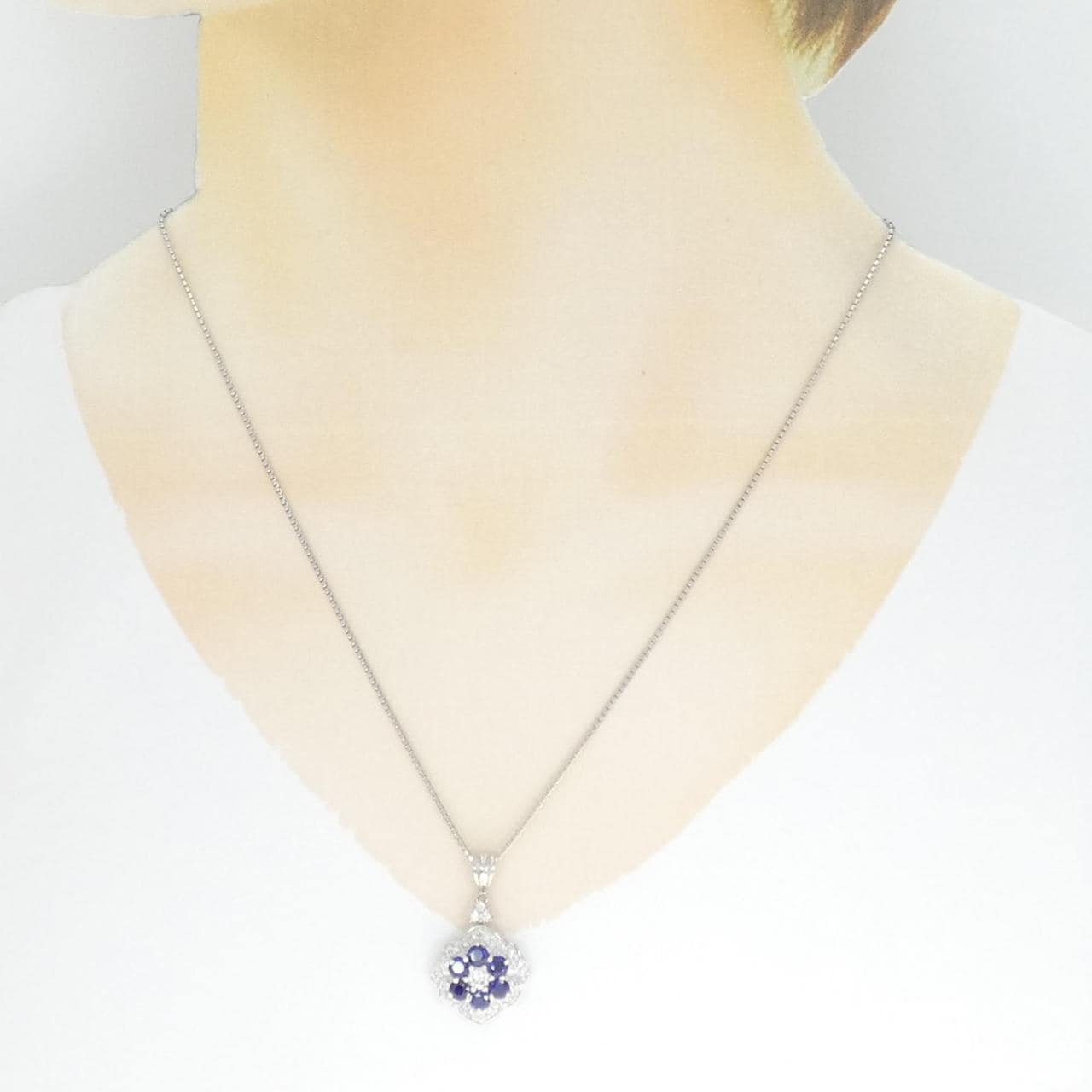 PT Flower Sapphire Necklace 1.50CT