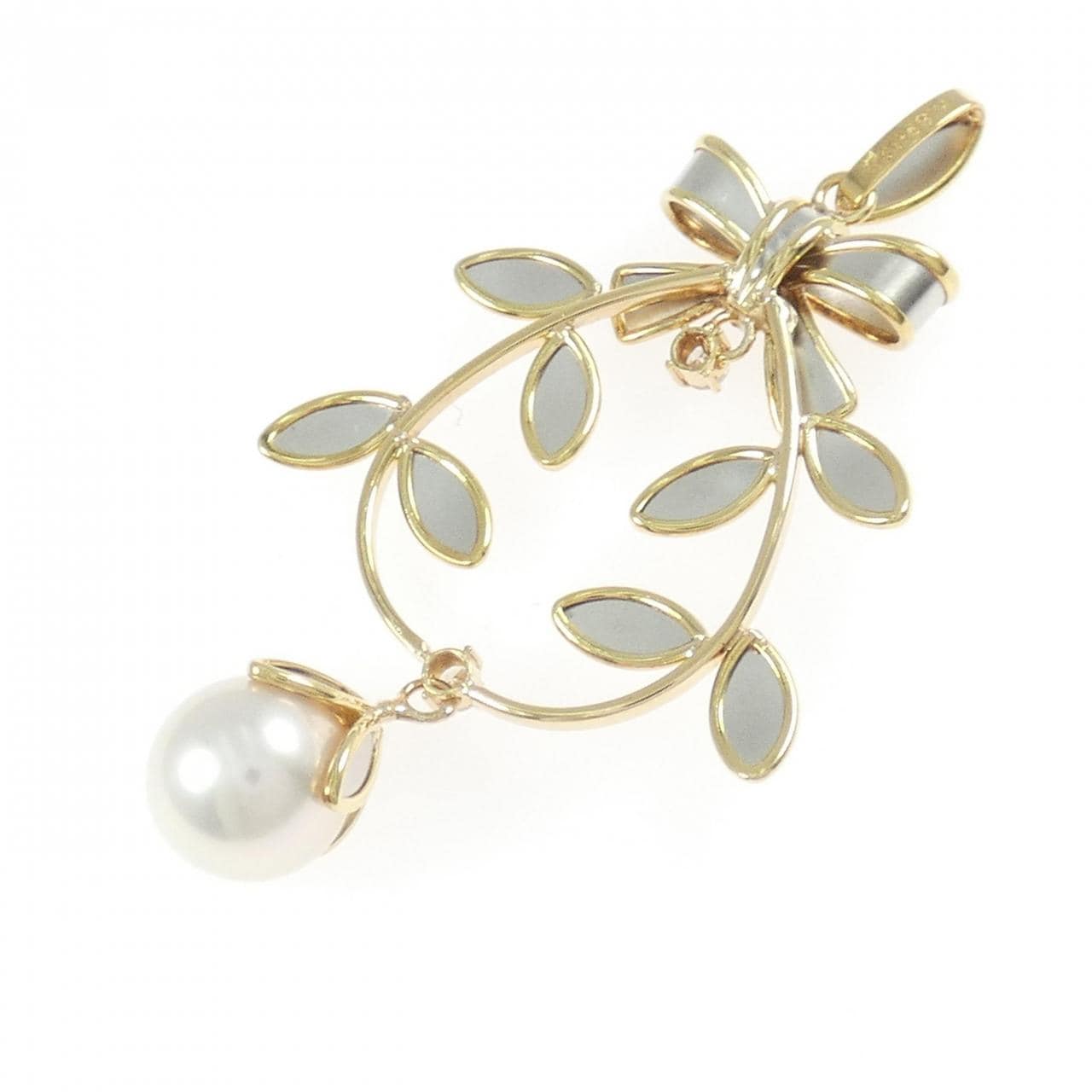 K18YG/PT850 アコヤパール ペンダント 7.6mm