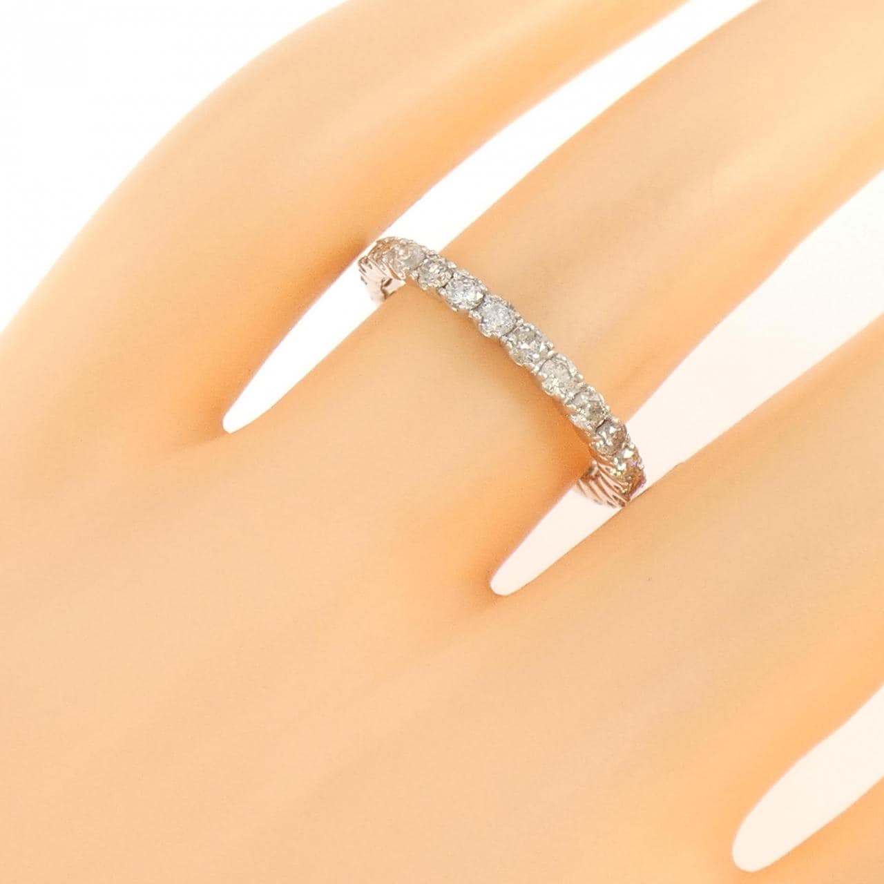 K18WG ハーフエタニティ ダイヤモンド リング 1.00CT