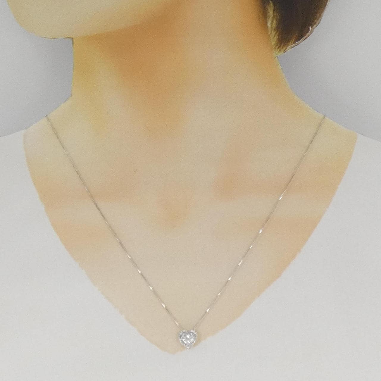 K18WG ハート ダイヤモンド ネックレス 0.36CT