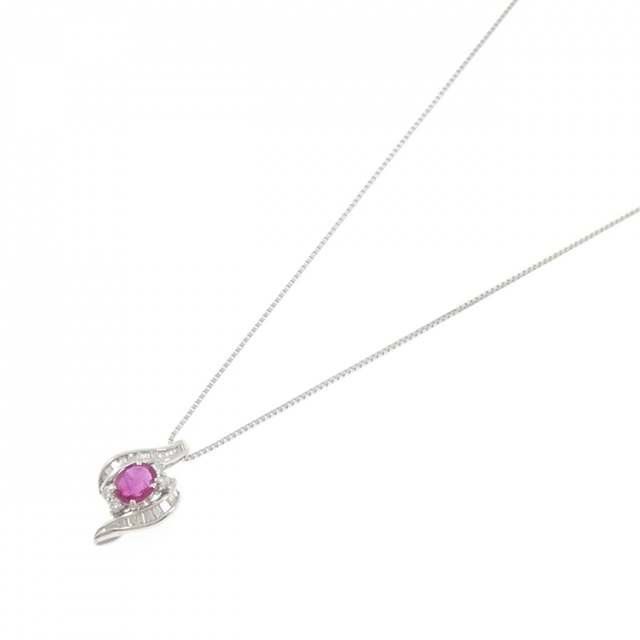 PT900/PT850 ルビー ネックレス 0.72CT