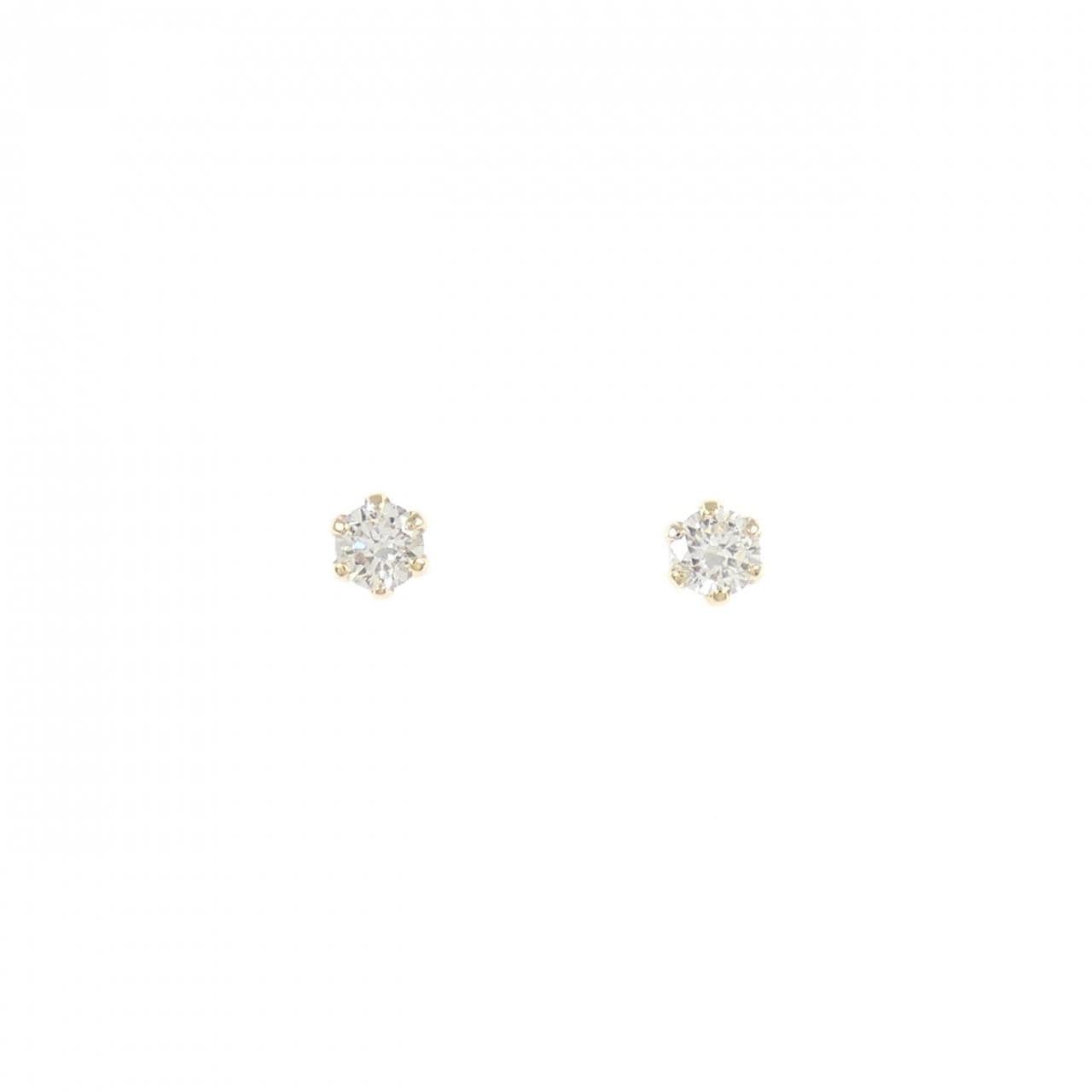 K18YG ソリティア ダイヤモンド ピアス 0.10CT