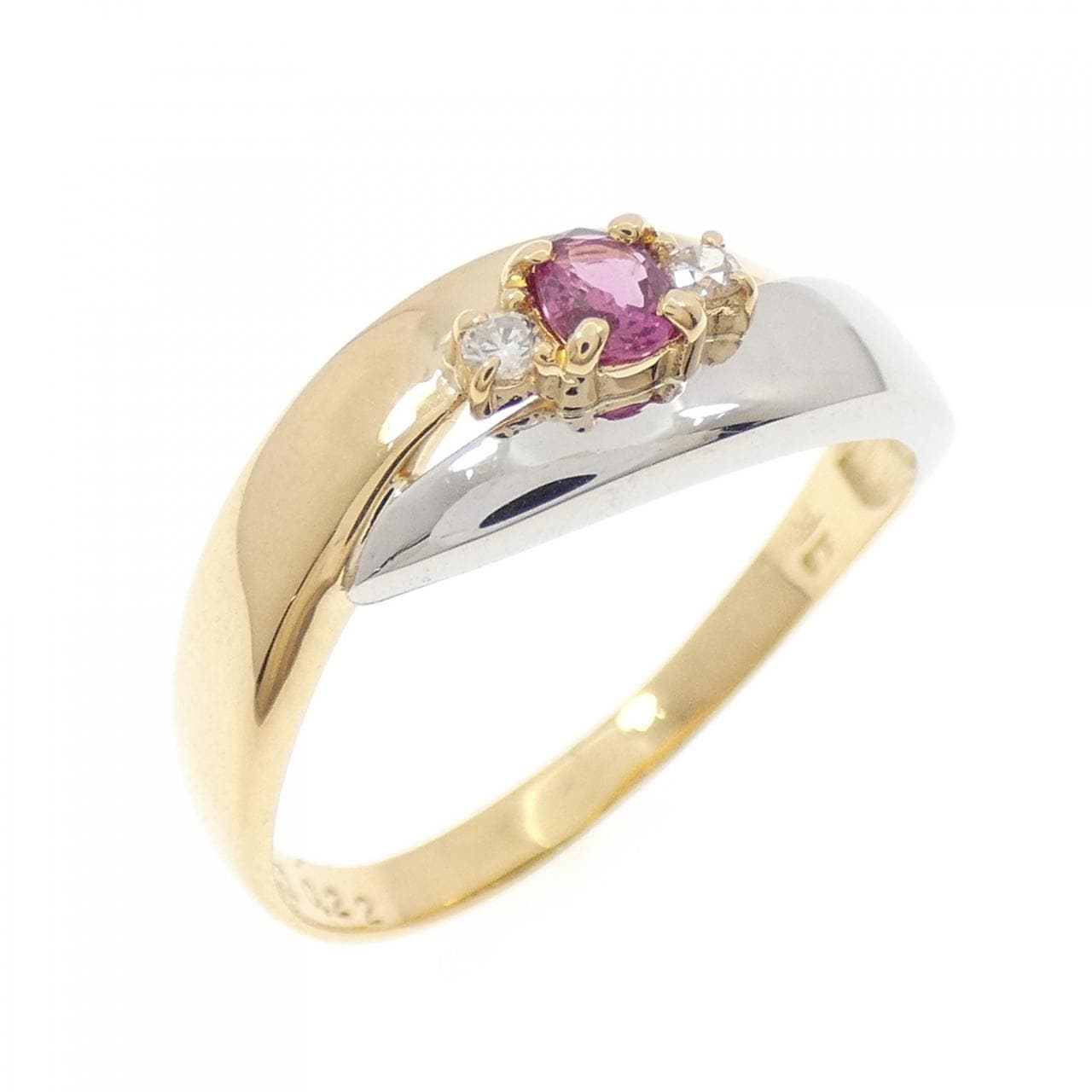 PT900/K18YG ルビー リング 0.22CT
