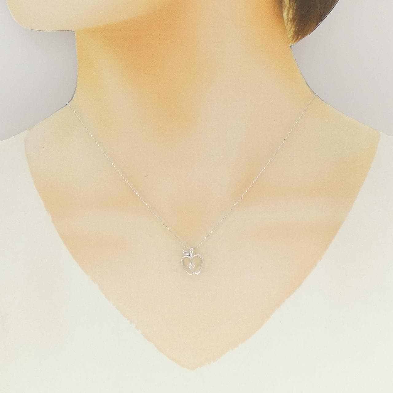 K18WG アップル ダイヤモンド ネックレス 0.07CT