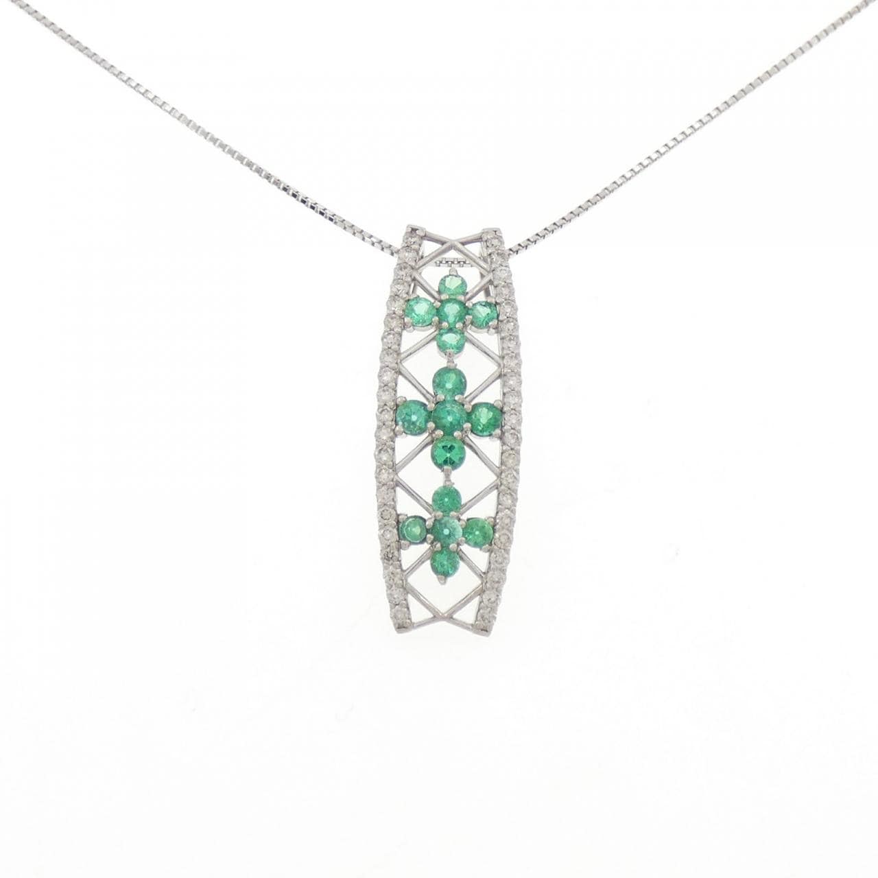 PT900/純PT綠寶石項鏈0.82CT