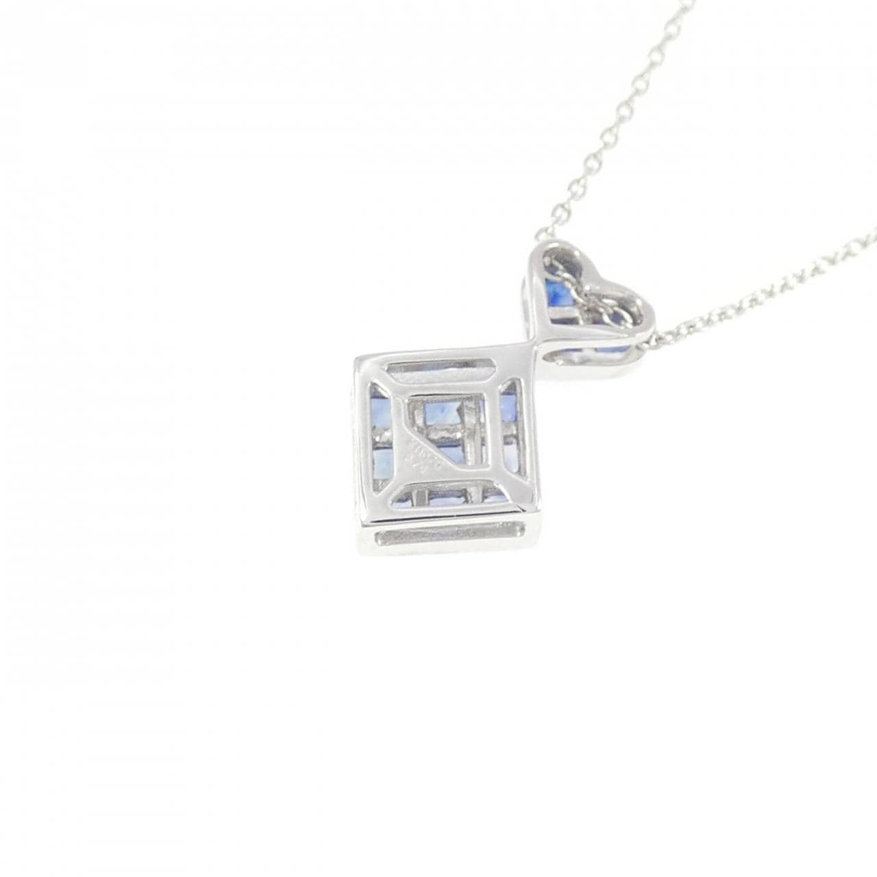 K18WG ハート サファイヤ ネックレス 0.74CT