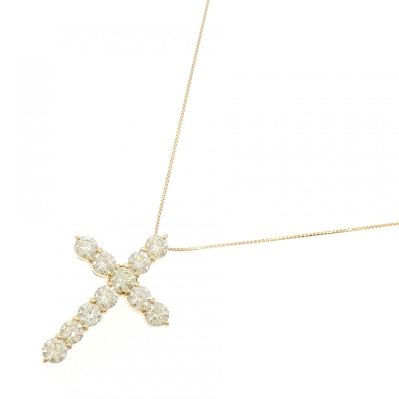 K18YG Cross Diamond Necklace 3.503CT