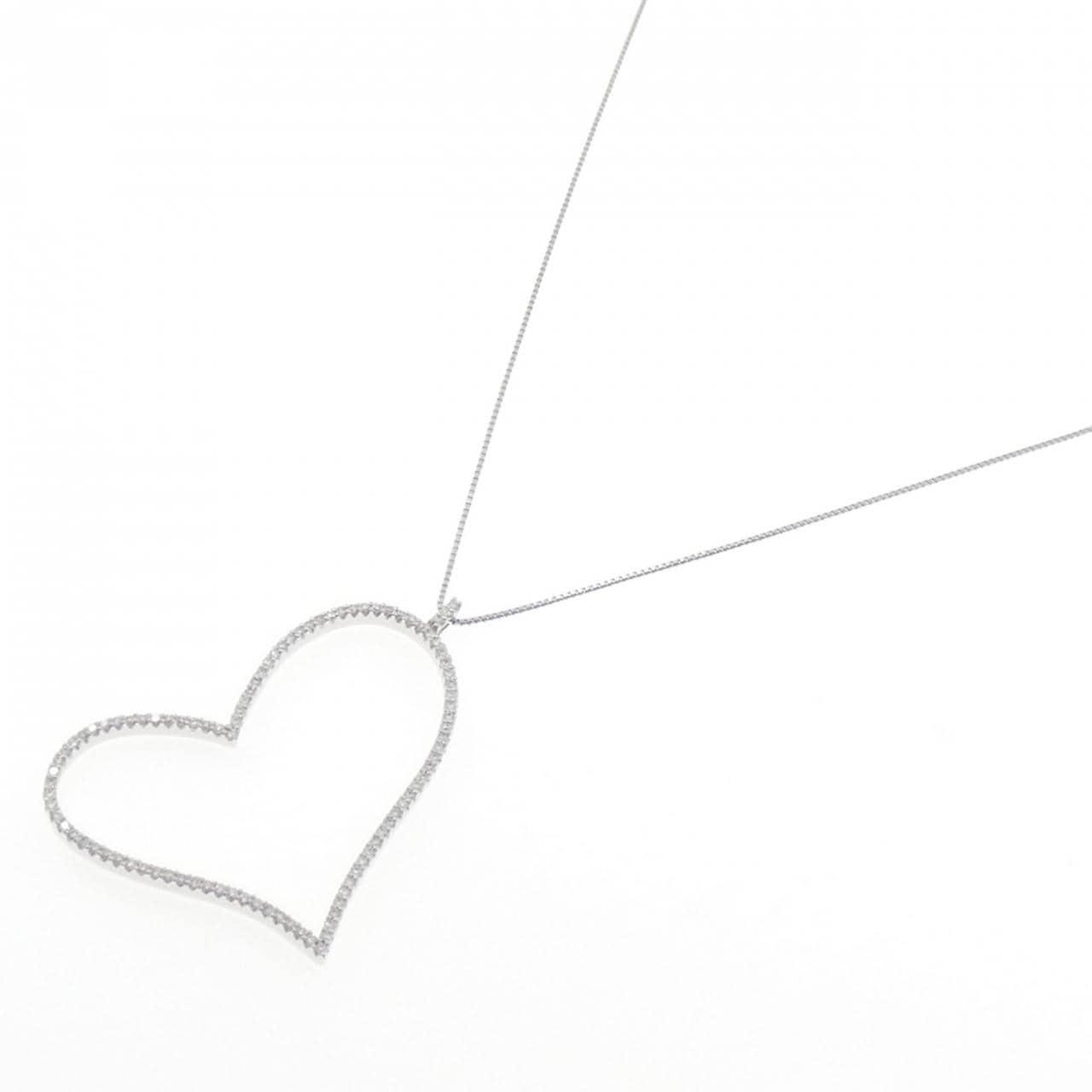 K18WG ハート ダイヤモンド ネックレス 0.50CT