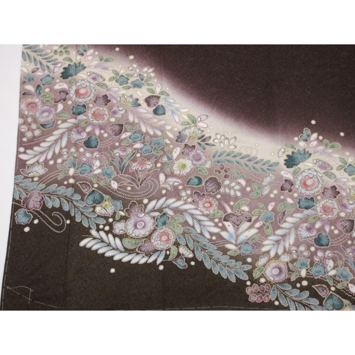 【未使用品】訪問着　友禅金彩加工　銀通し