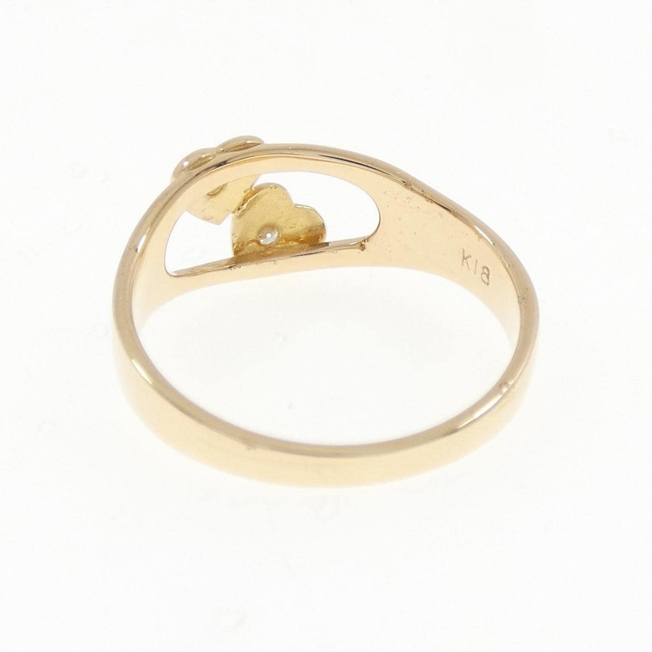 K18YG ハート ダイヤモンド リング