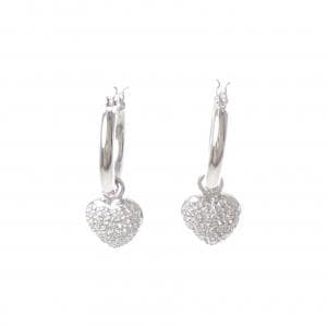 PT900/K18WG 2WAY ハート パヴェ ダイヤモンド ピアス 0.20CT
