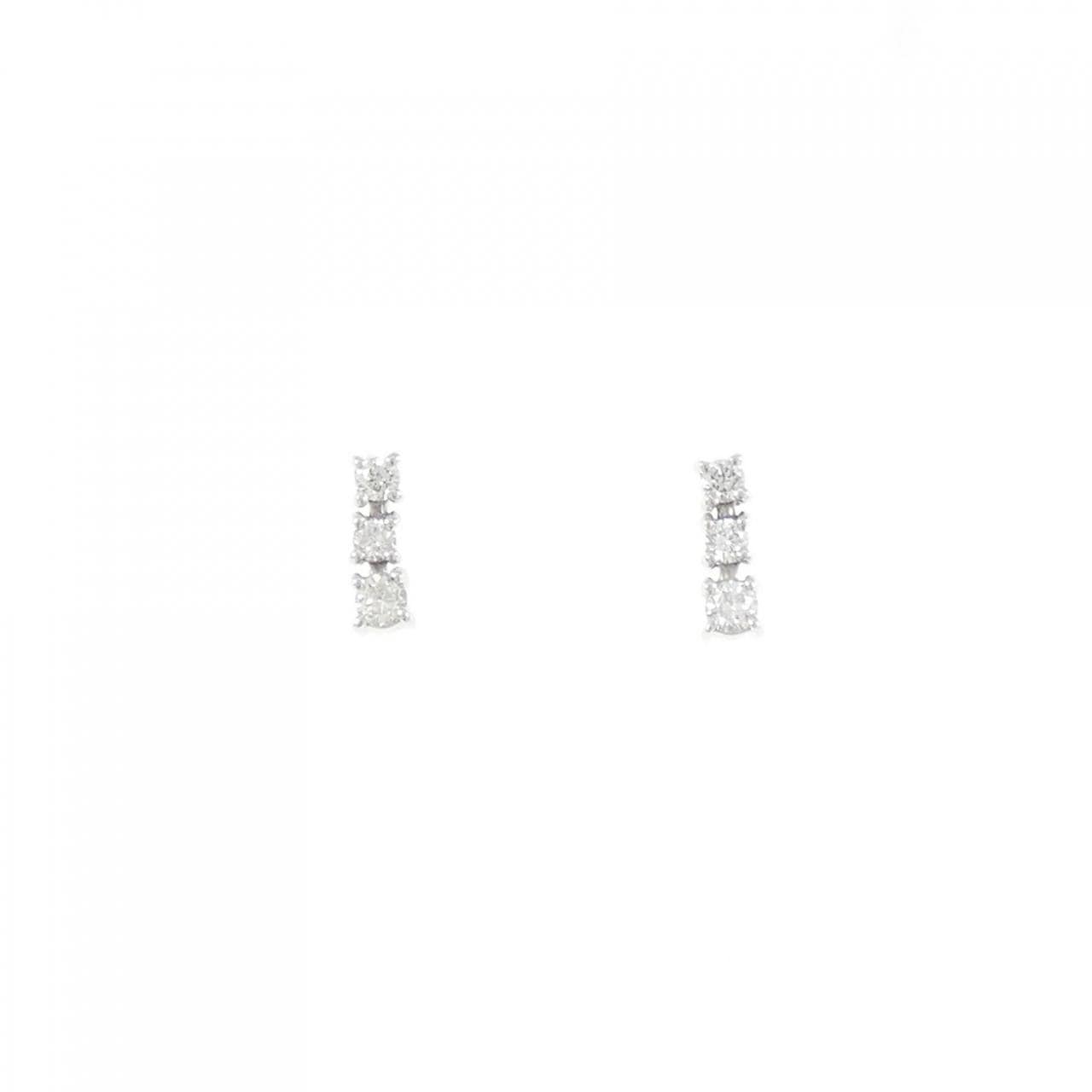 K18WG スリーストーン ダイヤモンド ピアス 0.20CT
