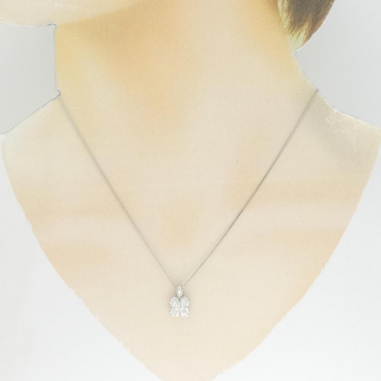 PT900/PT850 フラワー ダイヤモンド ネックレス 1.00CT