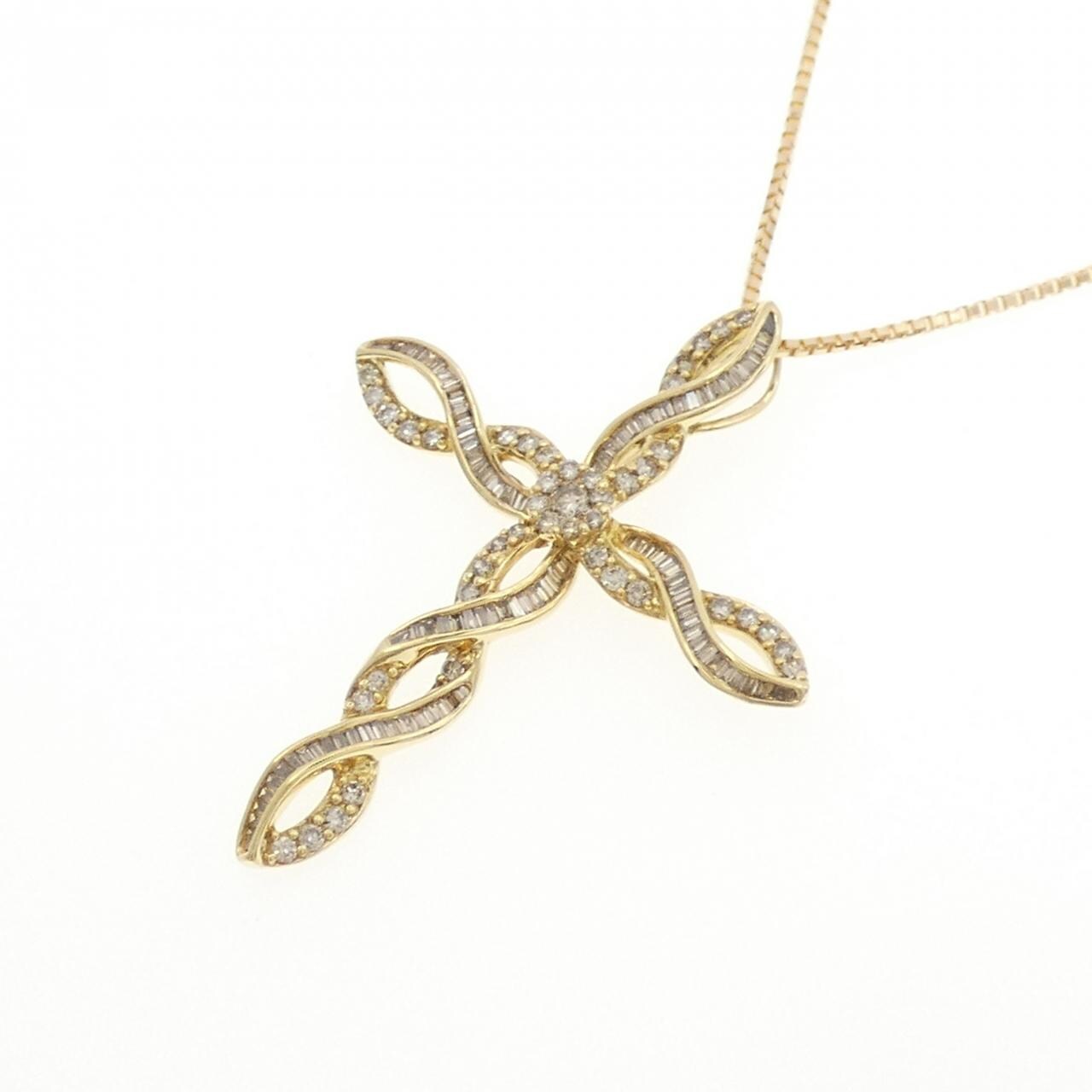 K18YG Cross Diamond Necklace 0.87CT